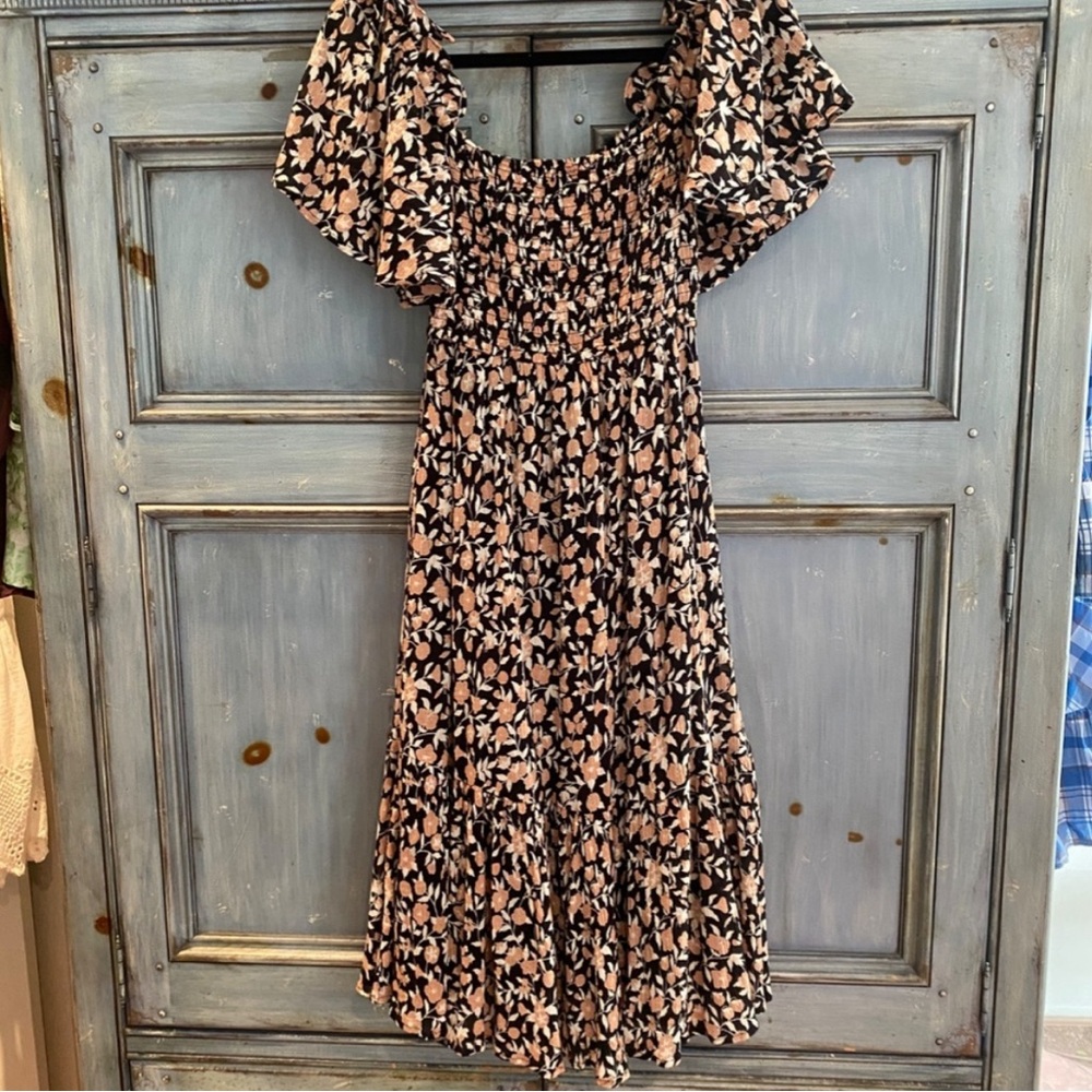 Banjanan brown floral cotton dress size XS
